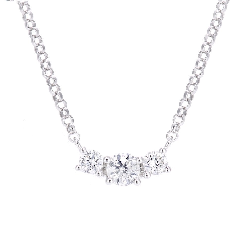 18ct White Gold 0.20 Carat Natural Diamond Trilogy Necklace