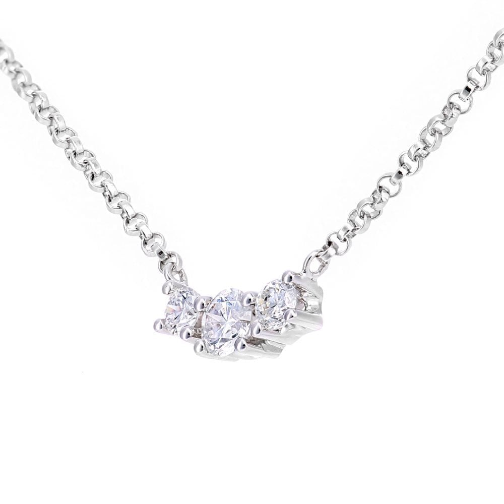 18ct White Gold 0.20 Carat Natural Diamond Trilogy Necklace