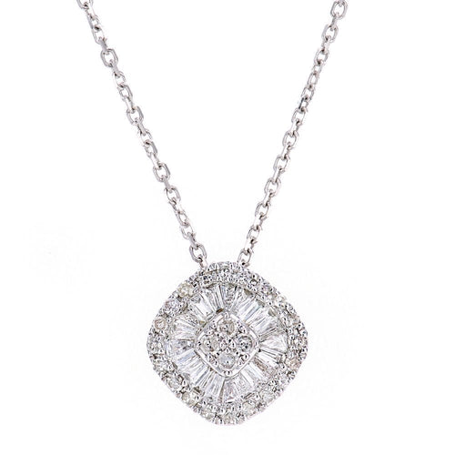 Diamond Cluster Necklace 18ct White Gold | Prime Jewellery