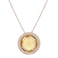 9ct Rose Gold 3.2ct Round Citrine and Diamond Necklace