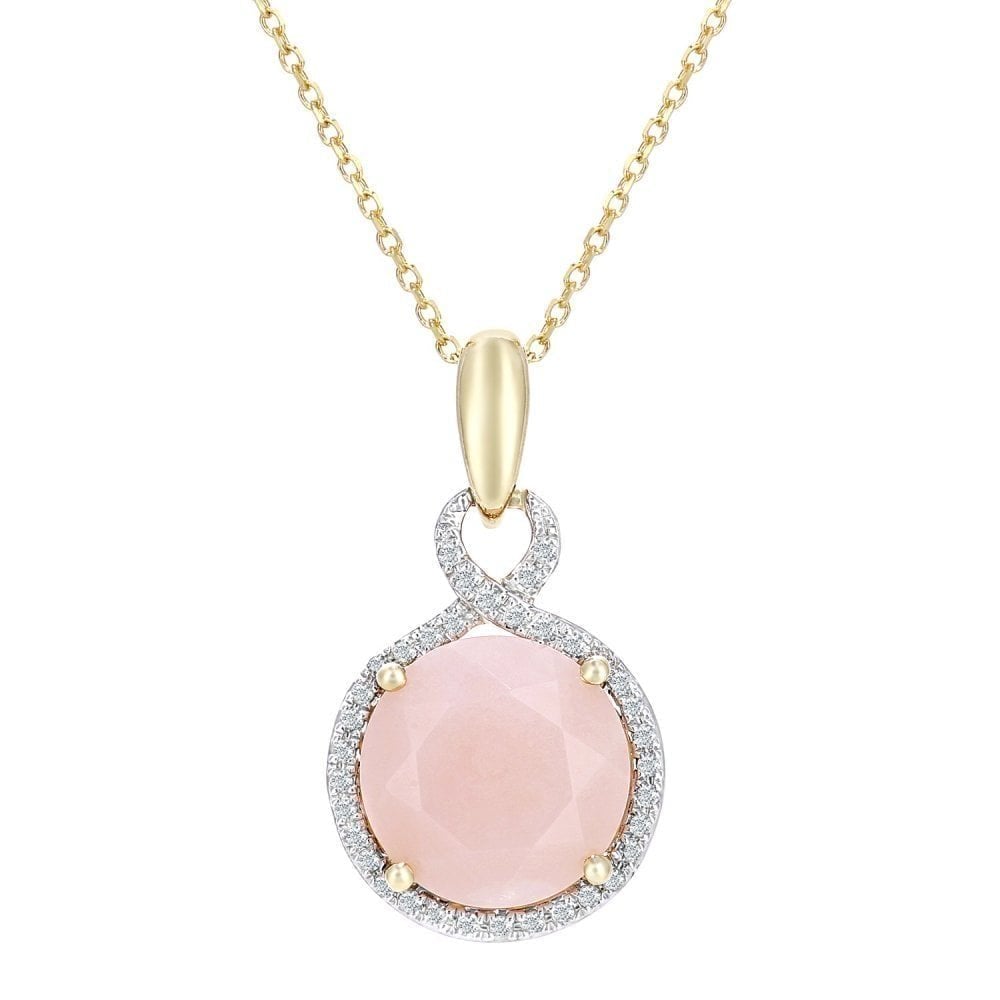 Pink Opal Necklace 9ct Yellow Gold | Prime Jewellery