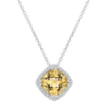 Cushion Citrine and Diamonds necklace in 9k White Gold