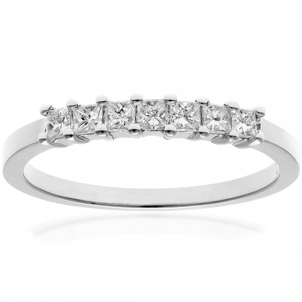 Platinum Eternity Ring, J/I Certified 0.33ct Diamonds, Princess Cut