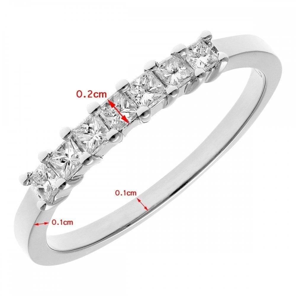 Platinum Eternity Ring, J/I Certified 0.33ct Diamonds, Princess Cut