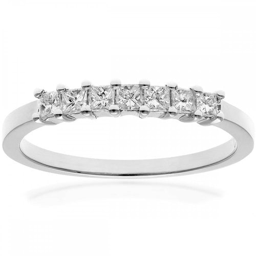 18ct White Gold Eternity Ring, J/I Certified 0.33ct Diamonds, Princess Cut