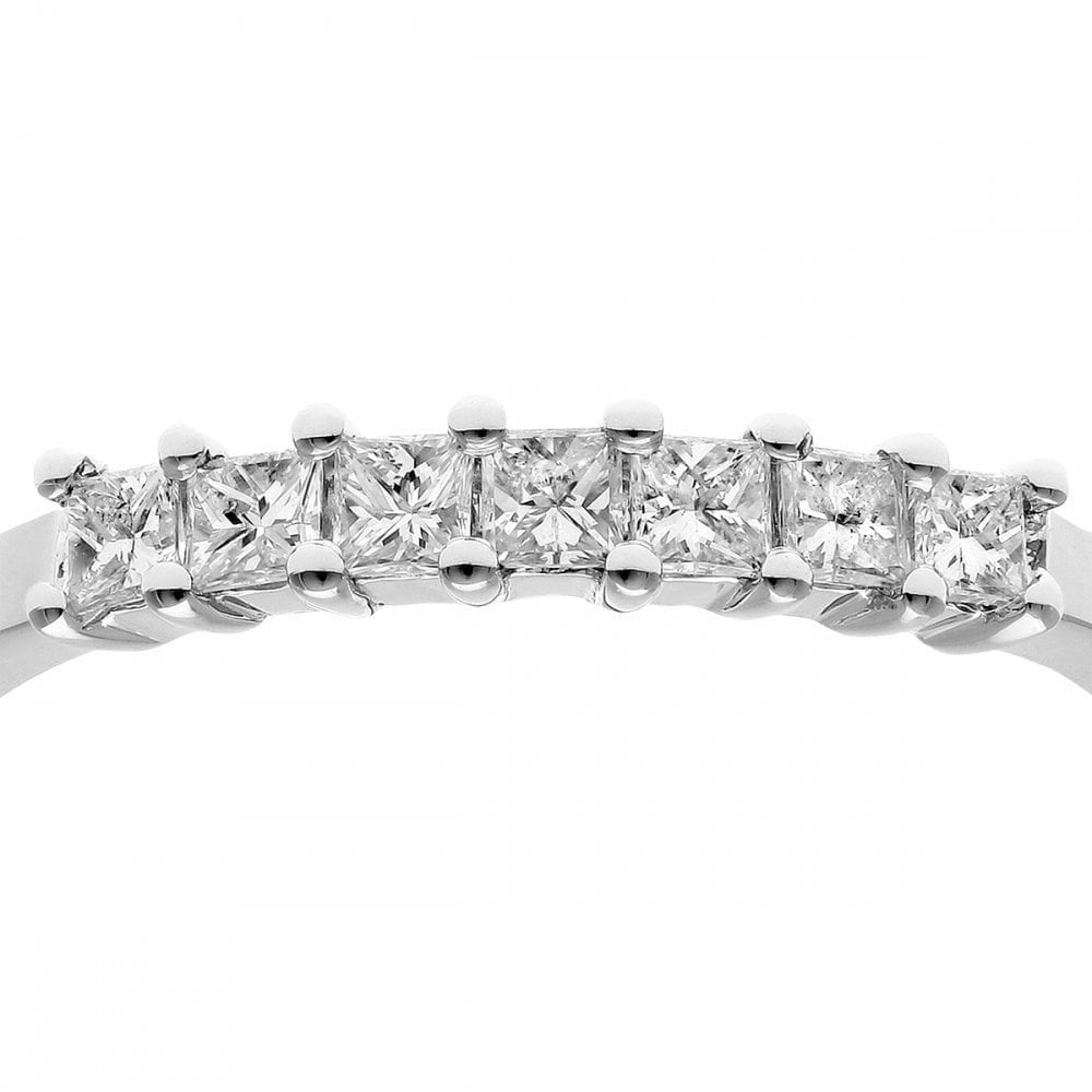 18ct White Gold Eternity Ring, J/I Certified 0.33ct Diamonds, Princess Cut