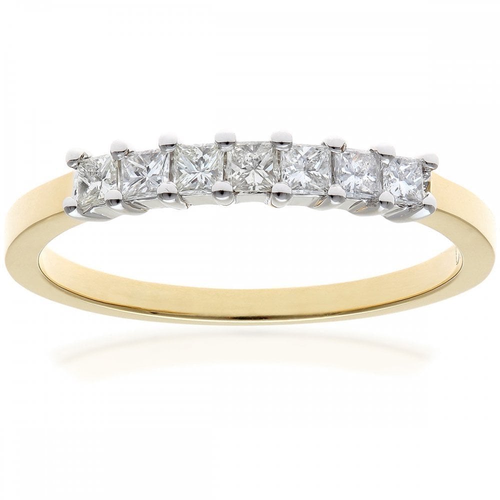 18ct Yellow Gold Eternity Ring, J/I Certified 0.33ct Diamonds, Princess Cut