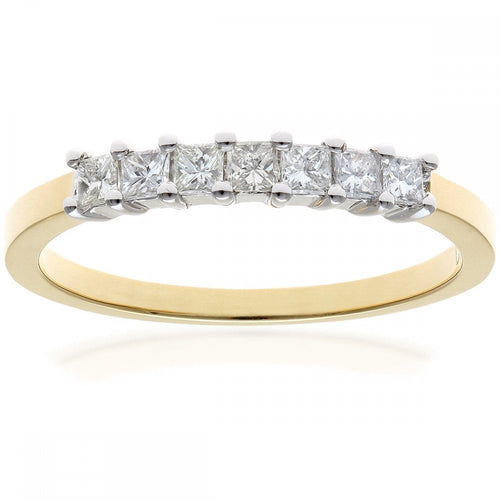 18ct Yellow Gold Eternity Ring, J/I Certified 0.33ct Diamonds, Princess Cut