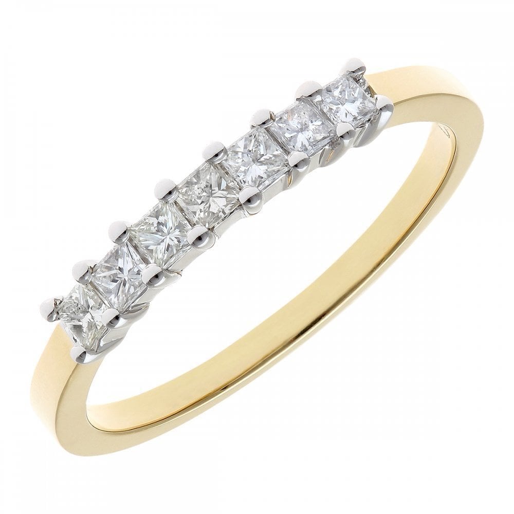 18ct Yellow Gold Eternity Ring, J/I Certified 0.33ct Diamonds, Princess Cut