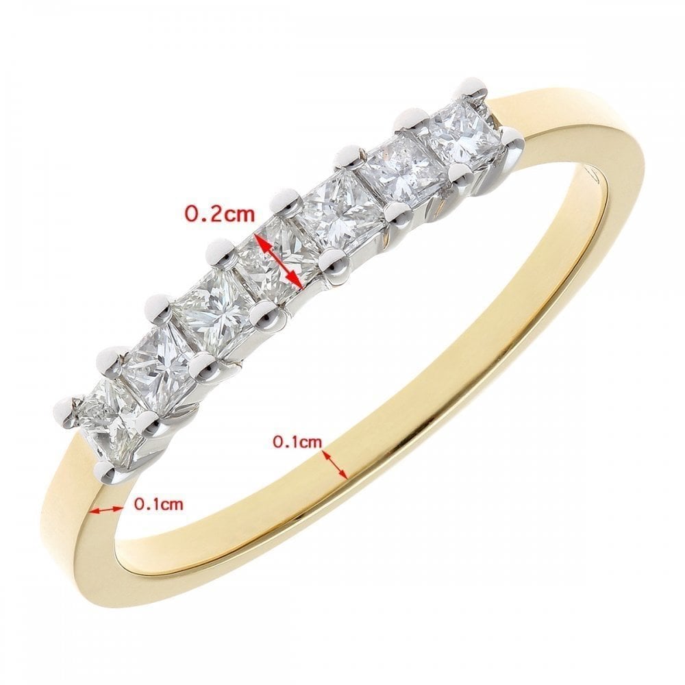 18ct Yellow Gold Eternity Ring, J/I Certified 0.33ct Diamonds, Princess Cut