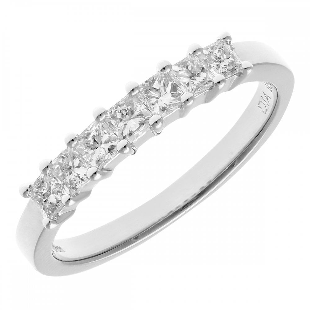Platinum Eternity Ring, J/I Certified 0.50ct Diamonds, Princess Cut