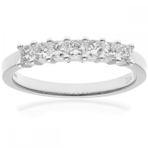 18ct White Gold Eternity Ring, J/I Certified 0.50ct Diamonds, Princess Cut