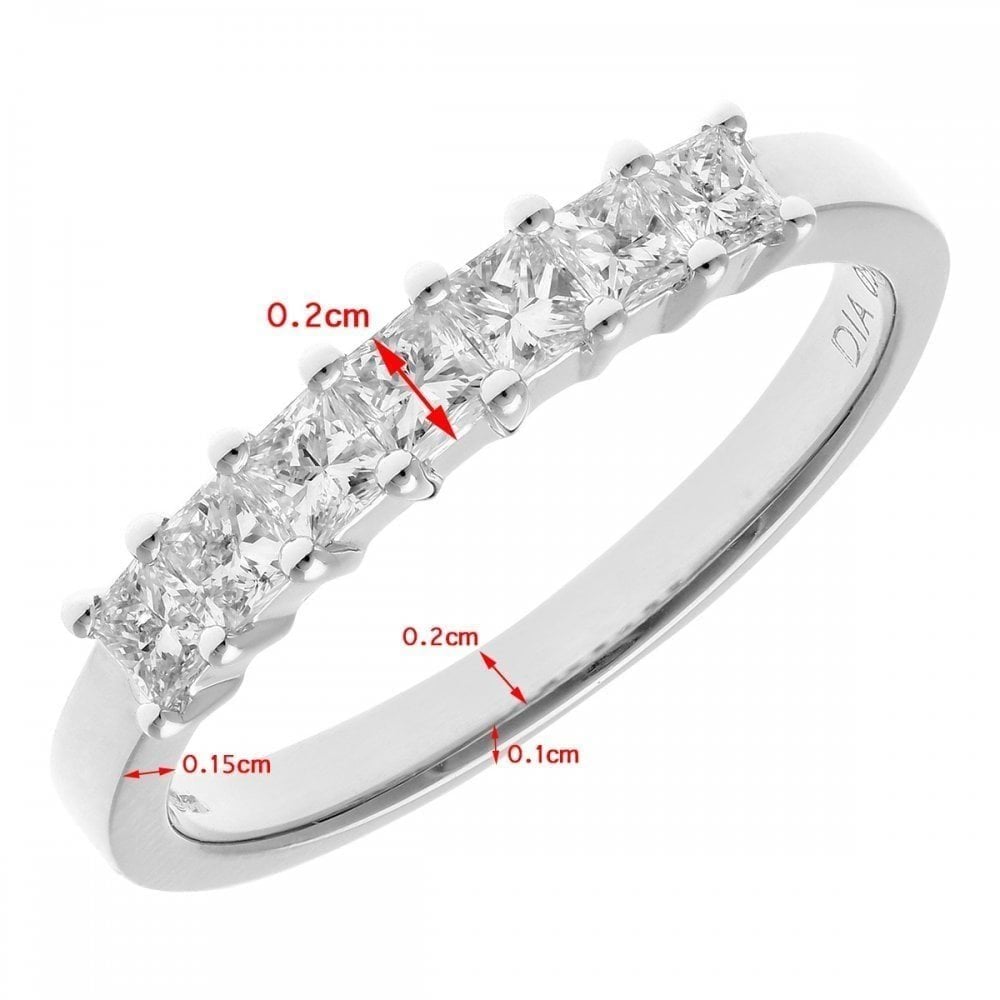 18ct White Gold Eternity Ring, J/I Certified 0.50ct Diamonds, Princess Cut