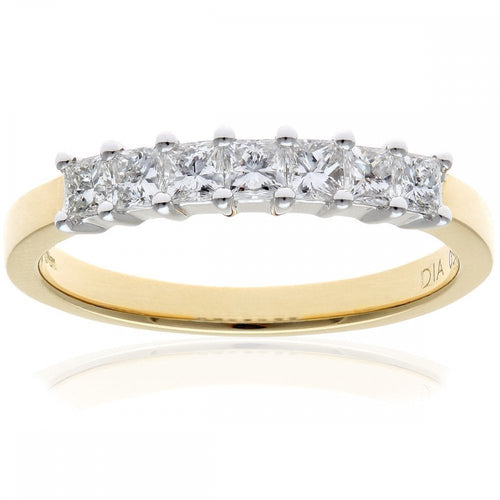 18ct Yellow Gold Eternity Ring, J/I Certified 0.50ct Diamonds, Princess Cut