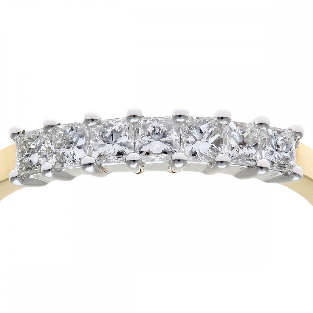 18ct Yellow Gold Eternity Ring, J/I Certified 0.50ct Diamonds, Princess Cut