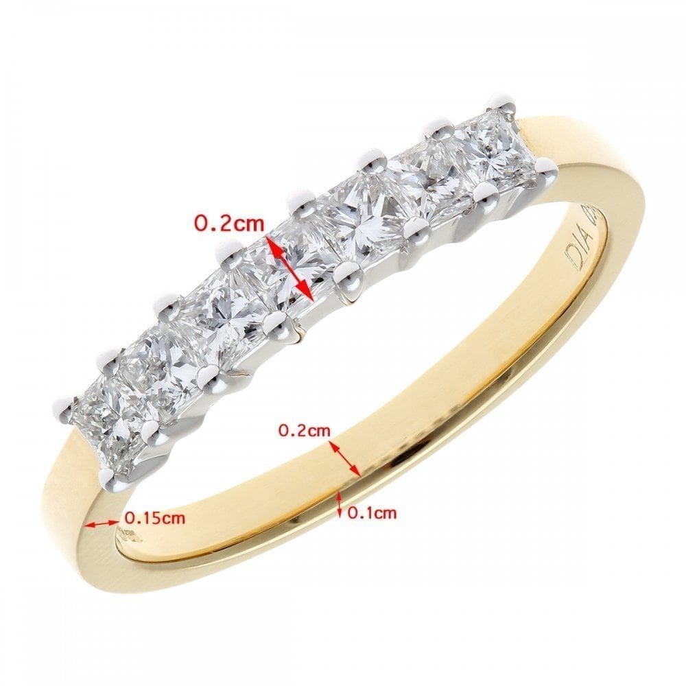 18ct Yellow Gold Eternity Ring, J/I Certified 0.50ct Diamonds, Princess Cut