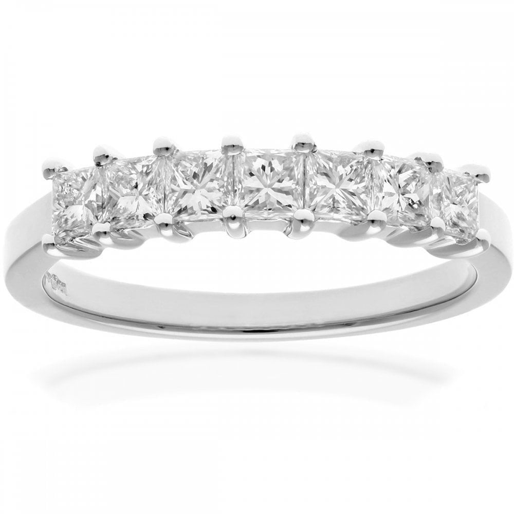 Platinum Eternity Ring, J/I Certified 0.75ct Diamonds, Princess Cut