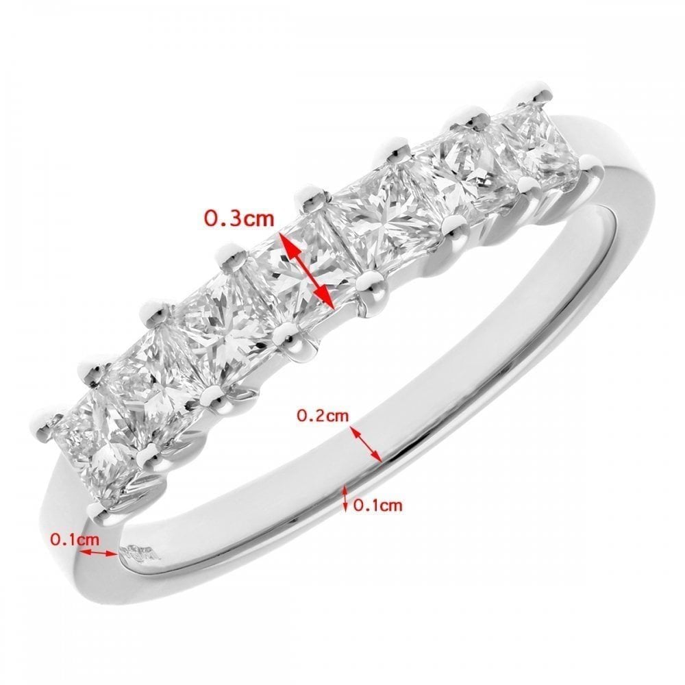 Platinum Eternity Ring, J/I Certified 0.75ct Diamonds, Princess Cut