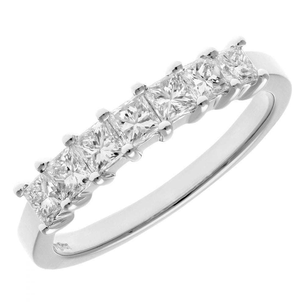 18ct White Gold Eternity Ring, J/I Certified 0.75ct Diamonds, Princess Cut