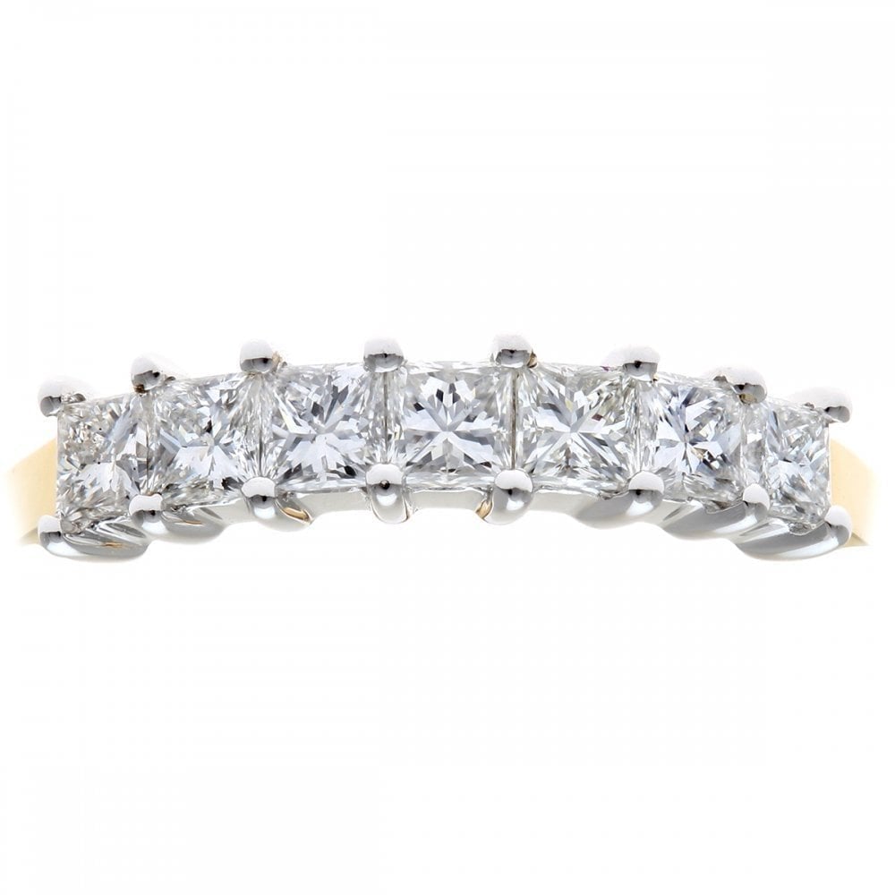 18ct Yellow Gold Eternity Ring, J/I Certified 0.75ct Diamonds, Princess Cut