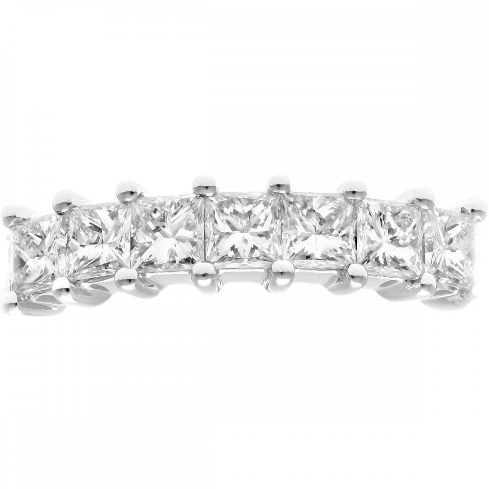Platinum Eternity Ring, J/I Certified 1ct Diamonds, Princess Cut