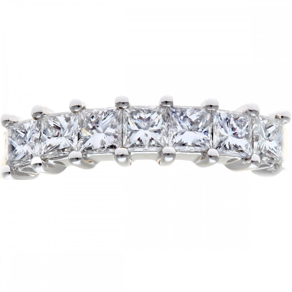 18ct Yellow Gold Eternity Ring, J/I Certified 1ct Diamonds, Princess Cut
