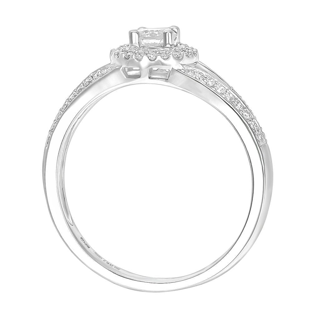 18ct White Gold Round Halo 0.40ct Diamond Solitaire Engagement Ring