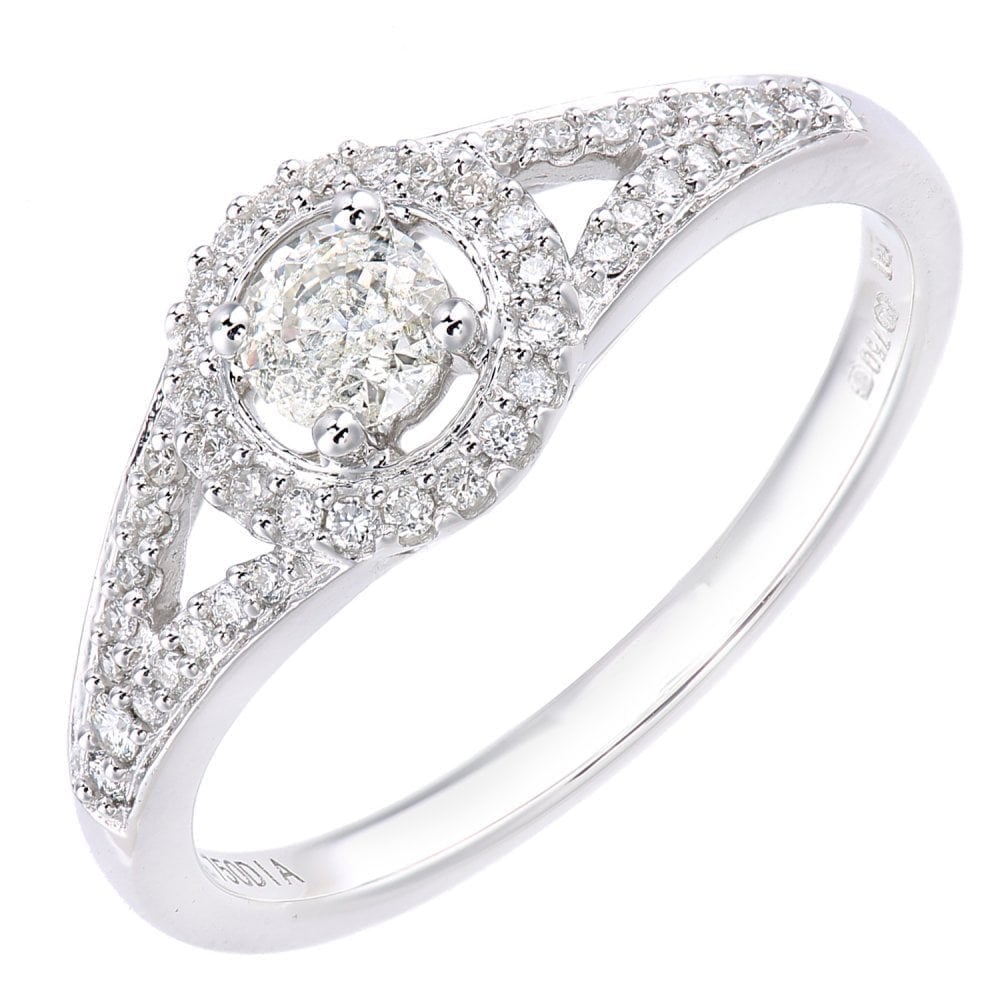 18ct White Gold Round Halo 0.40ct Diamond Engagement Ring