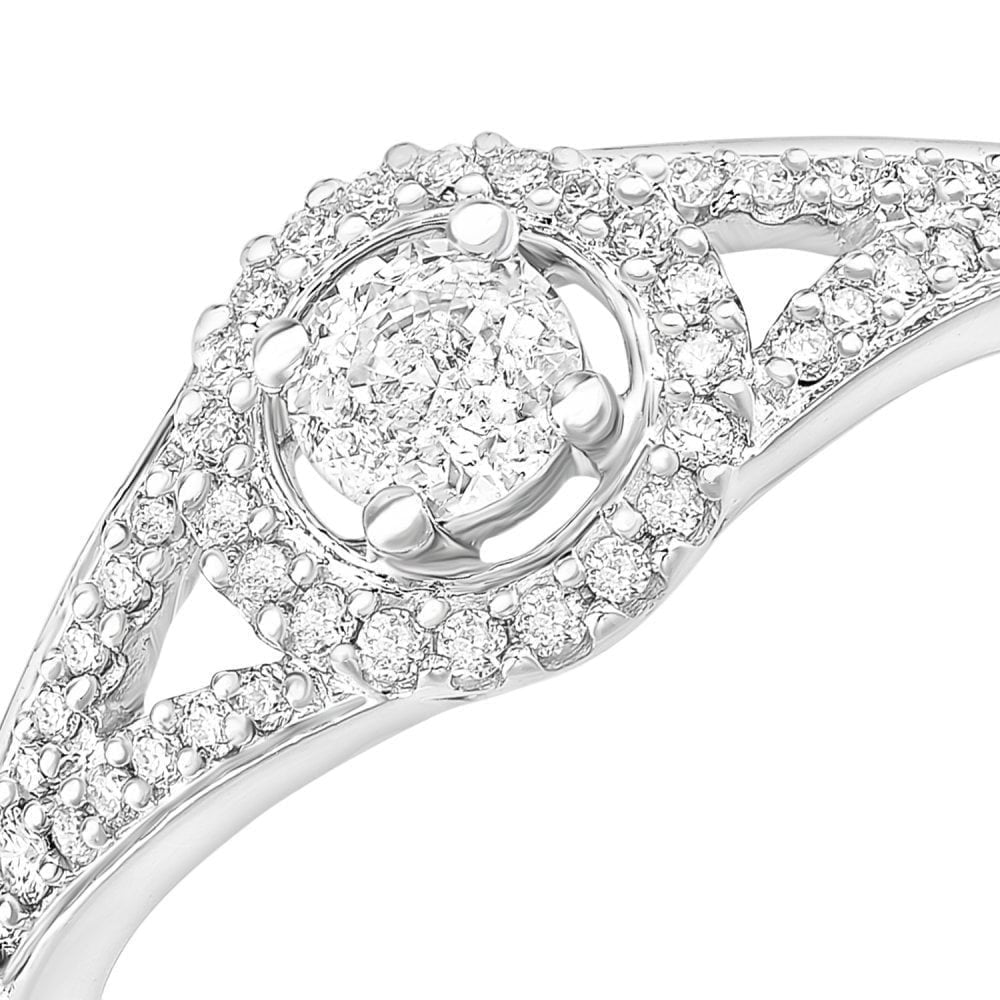 18ct White Gold Round Halo 0.40ct Diamond Engagement Ring