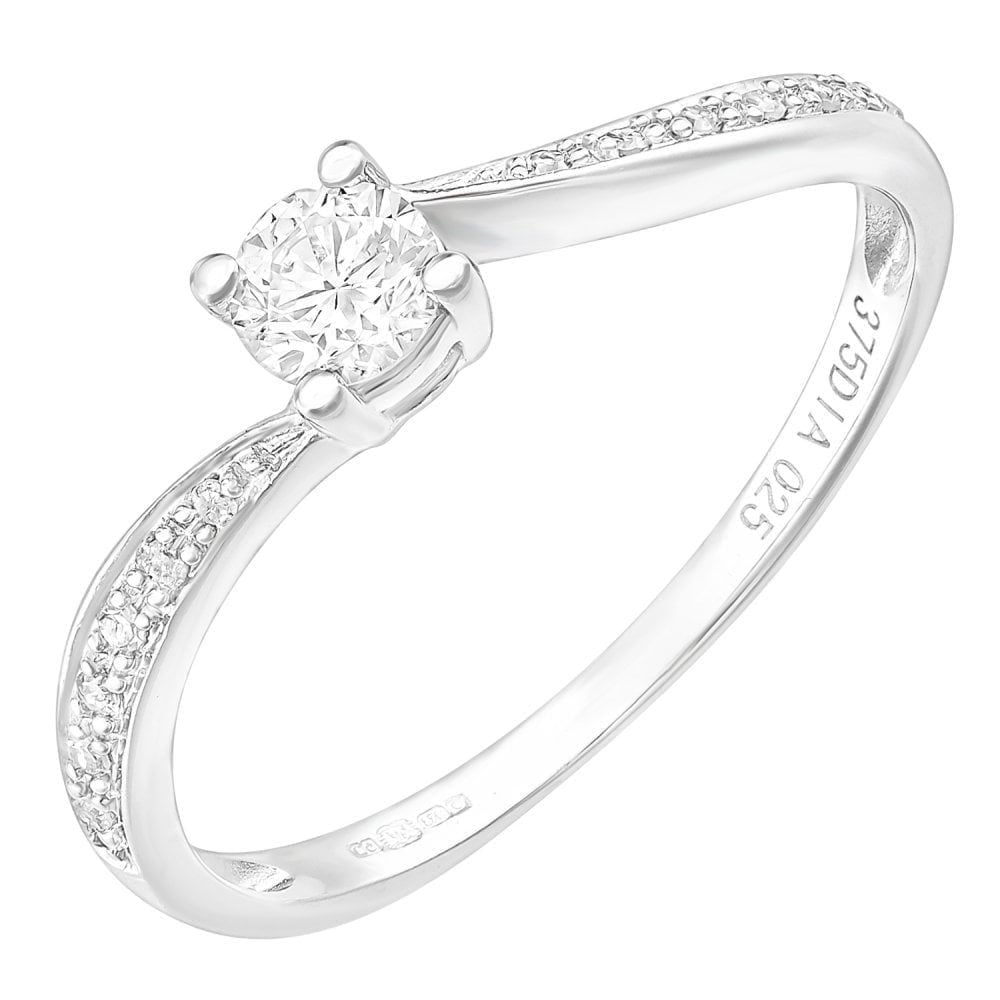 9ct White Gold 0.25ct Diamond Engagement Ring
