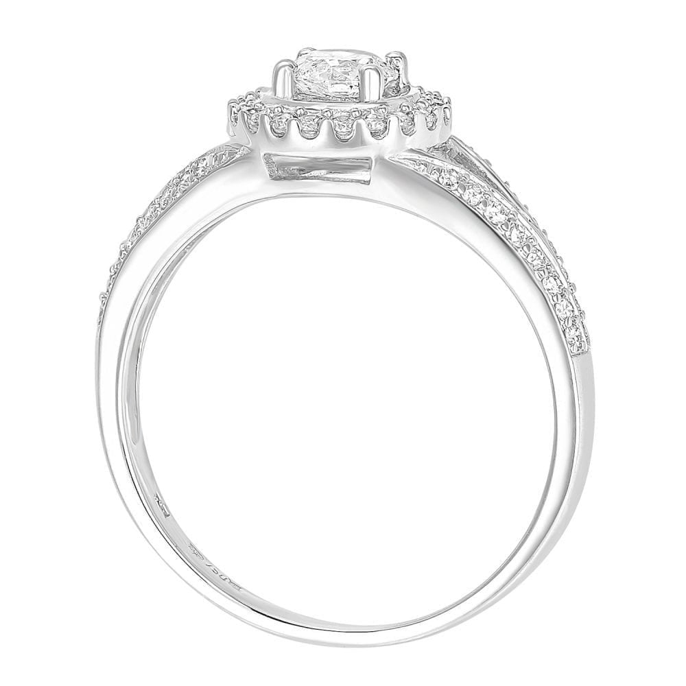 18ct White Gold Round Halo 0.60ct Diamond Solitaire Engagement Ring
