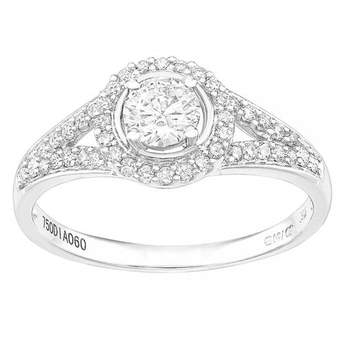 18ct White Gold Round Halo 0.60ct Diamond Engagement Ring