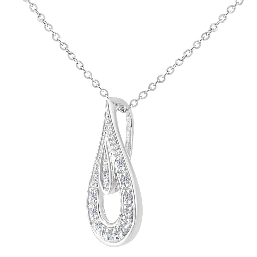 9ct White Gold Natural Diamond Dew Drop Necklace
