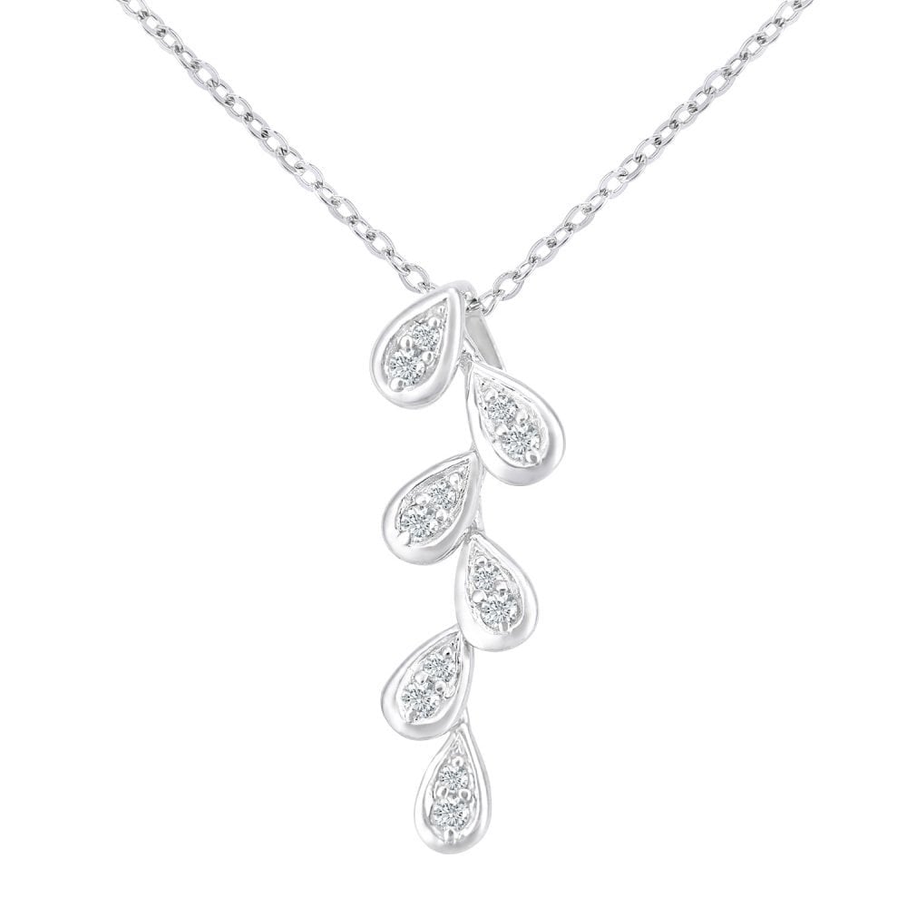 9ct White Gold 0.10ct Natural Diamond Necklace