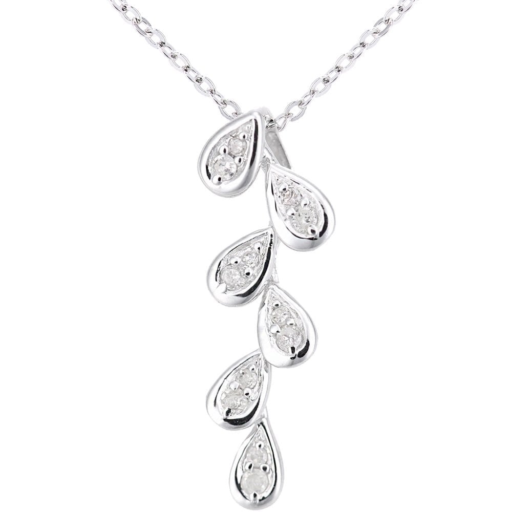 9ct White Gold 0.10ct Natural Diamond Necklace