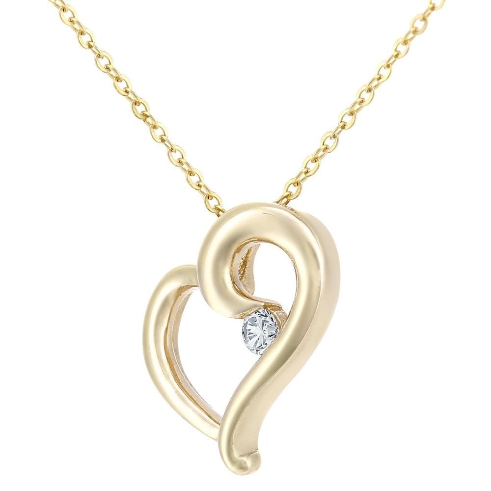 9ct Gold Natural Diamond Solitaire Heart Necklace