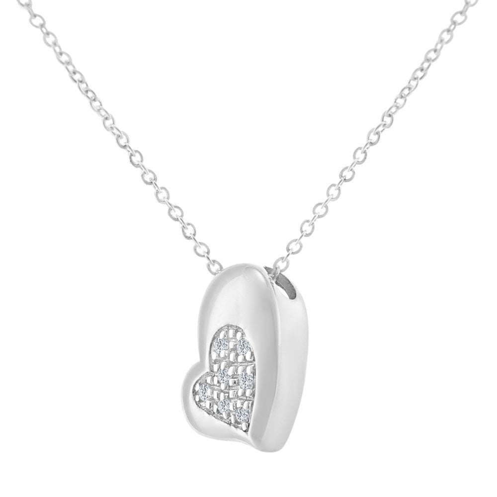 9ct White Gold Natural Diamond Heart Necklace