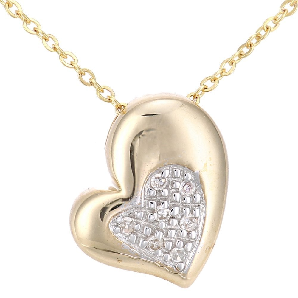 9ct Gold Natural Diamond Heart Necklace