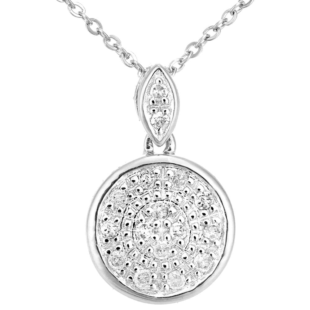 9ct White Gold Natural Diamond Cluster Necklace