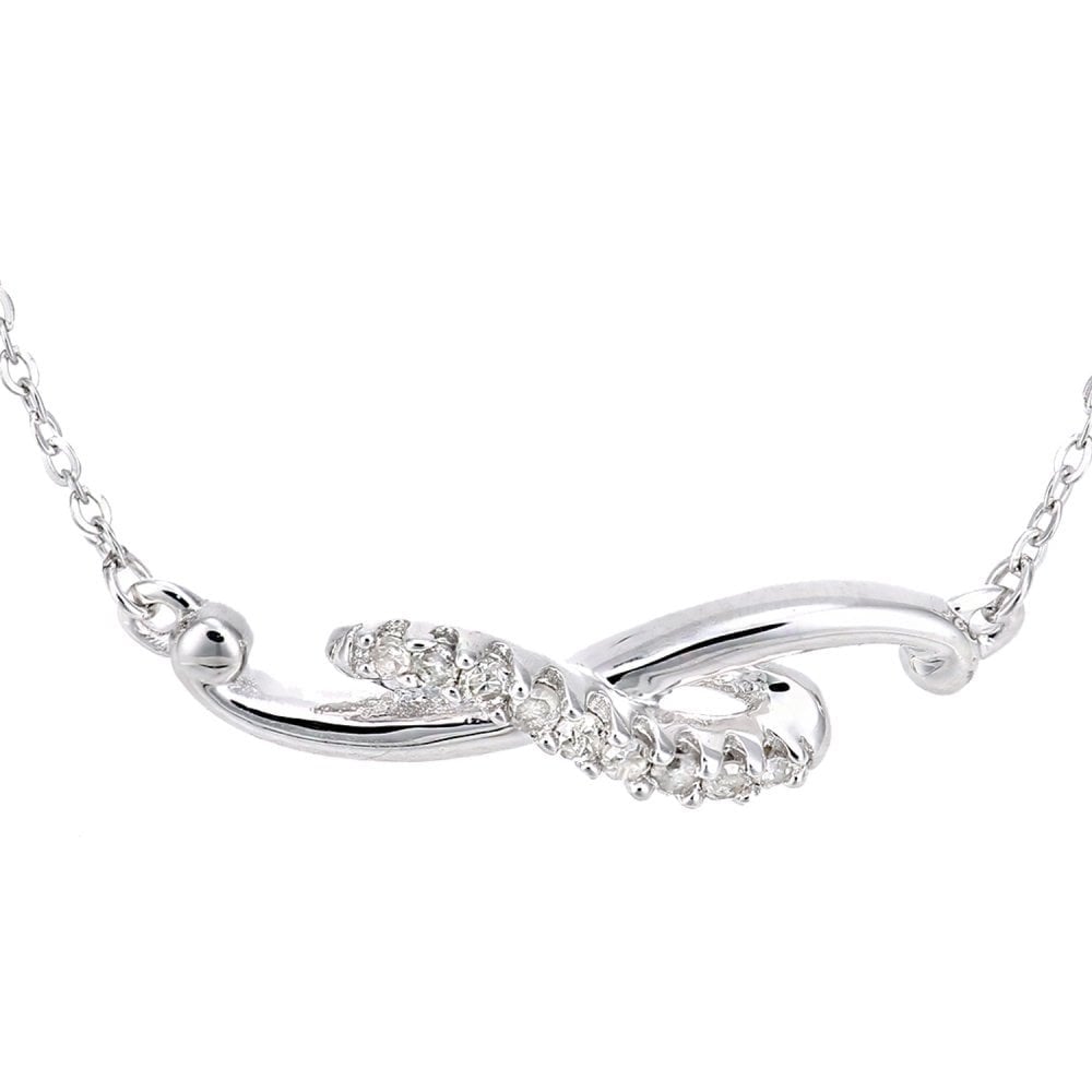 9ct White Gold Natural Diamond Wave Necklace