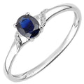 0.52 Ct Oval Natural Blue Sapphire and Diamond Engagement Ring in 9ct White Gold