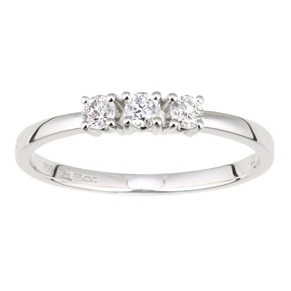 18ct White Gold 0.20 Carat Natural Diamond Trilogy Engagement Ring, I1 H-I
