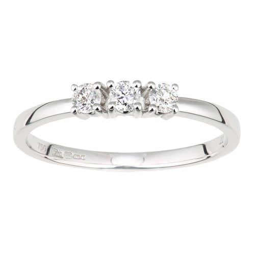 18ct White Gold 0.20 Carat Natural Diamond Trilogy Engagement Ring, I1 H-I