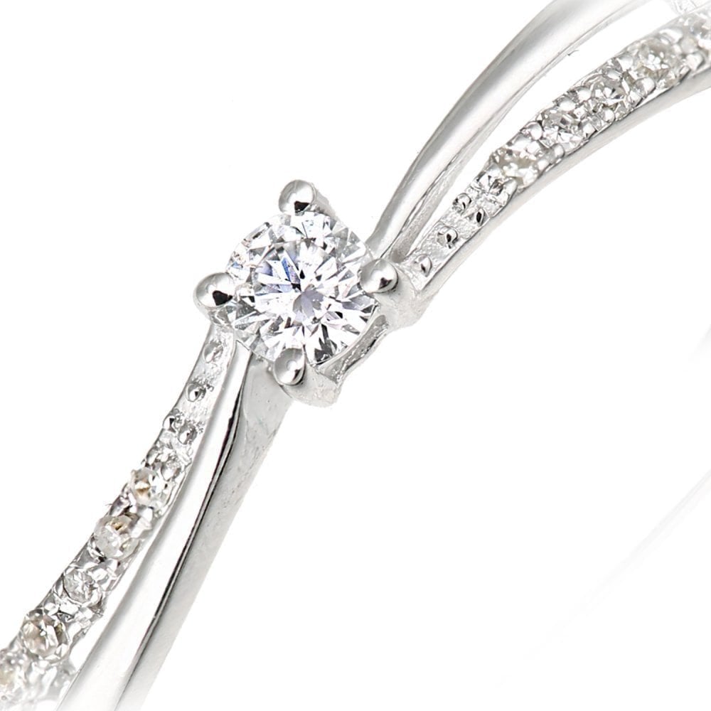 9ct White Gold Natural Diamond Engagement Ring, I1-I2 H-I