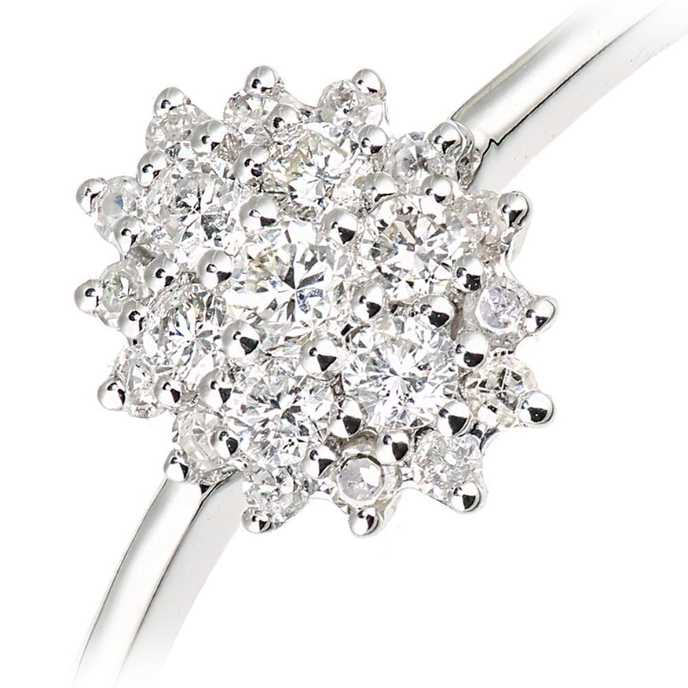 9ct White Gold 0.25 Carat Natural Diamond Cluster Ring, I1 H-I