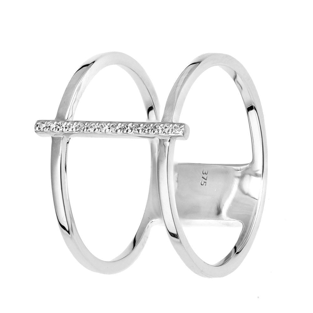 9ct White Gold Natural Diamond Wide Stacker Eternity Band Ring, I2-I3 H-I