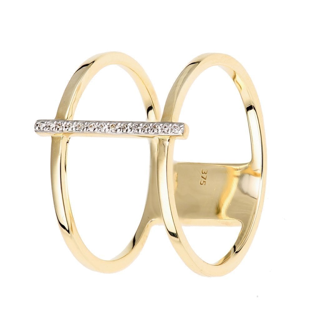 Diamond Wide Stacker Eternity Band Ring 9ct Gold | Prime Jewellery