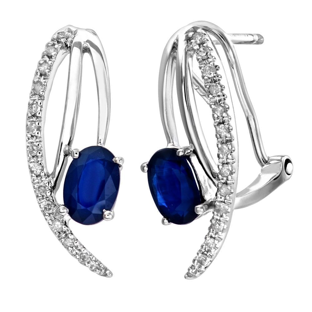 Blue Sapphire Stud Earrings 9ct White Gold | Prime Jewellery