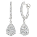 Diamond Cluster Hoop Earrings 18ct White Gold | Prime Jewellery