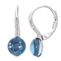 9ct White Gold 3.3ct London Blue Topaz and Diamond Drop Earrings